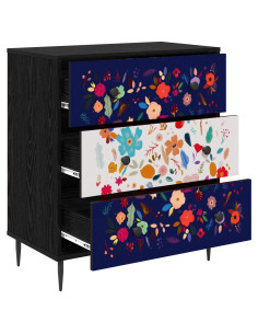 Cassettiera MAINZ Stampa floreale 66 x 36,5 x 76 cm Rovere Nero 2