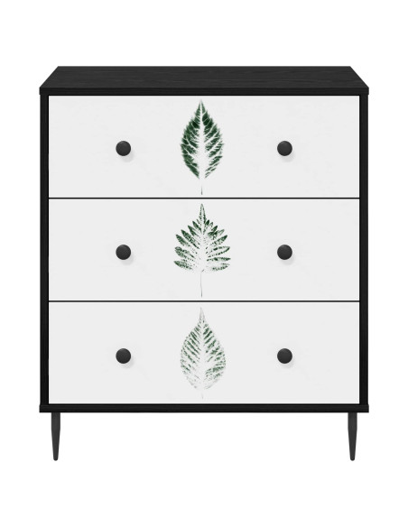 Cassettiera HANAU Stampa foglia verde 66 x 36,5 x 76 cm