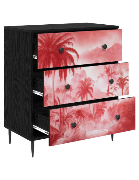 Cassettiera AACHEN Stampa di palme rosa 66 x 36,5 x 76 cm