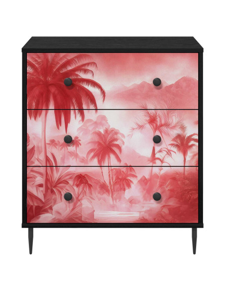 Cassettiera AACHEN Stampa di palme rosa 66 x 36,5 x 76 cm