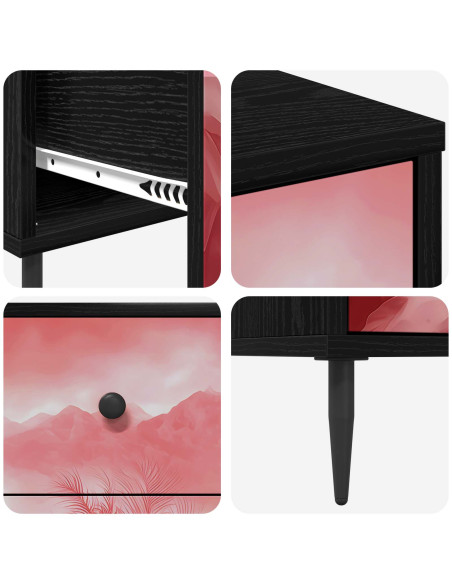 Cassettiera AACHEN Stampa di palme rosa 66 x 36,5 x 76 cm
