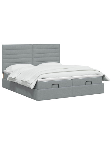 Letto Ottomano con Materasso e LED Grigio Chiaro 200 x 200 cm
