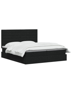 Letto con contenitore LED e materasso Nero 180 x 200 cm Tessuto 2