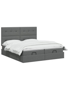 Letto Ottomano con Materasso e LED Grigio Scuro 160 x 200 cm 2