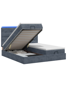 Letto Ottomano con Materasso e LED Grigio Scuro 160 x 200 cm