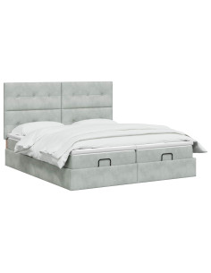 Letto Ottomano con Materasso e LED Grigio Chiaro 200 x 200 cm 2