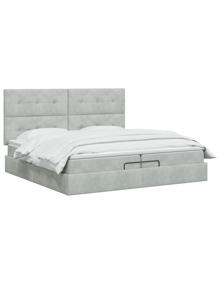 Letto Ottomano con Materasso e LED Grigio Chiaro 200 x 200 cm