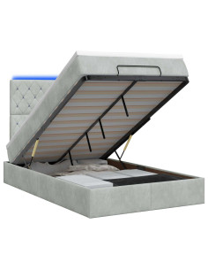 Letto Ottomano con Materasso e LED Grigio Chiaro 120 x 200 cm