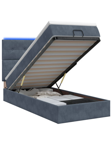 Letto Ottomano con Materasso e LED Grigio Scuro 80 x 200 cm