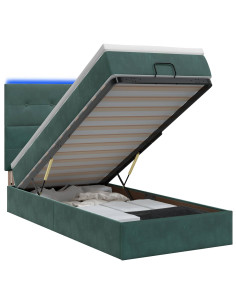 Letto Ottomano con Materasso e LED Verde Scuro 80 x 200 cm