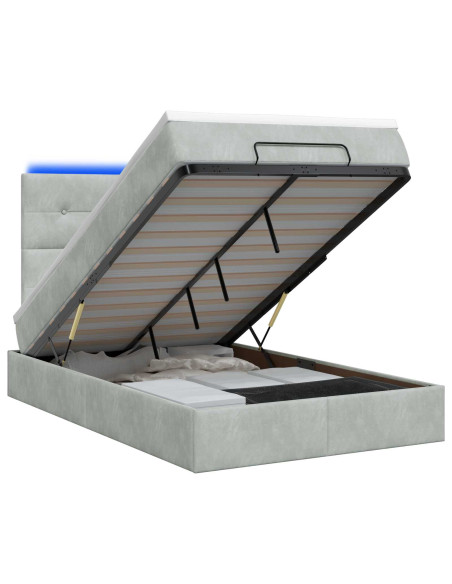 Letto Ottomano con Materasso e LED Grigio Chiaro 120 x 200 cm