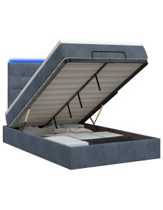 Letto Ottomano con Materasso e LED Grigio Scuro 120 x 200 cm