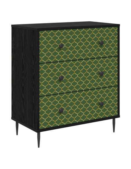 Cassettiera GELEEN Stampa geometrica smeraldo 66 x 36,5 x 76 cm