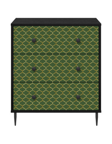 Cassettiera GELEEN Stampa geometrica smeraldo 66 x 36,5 x 76 cm