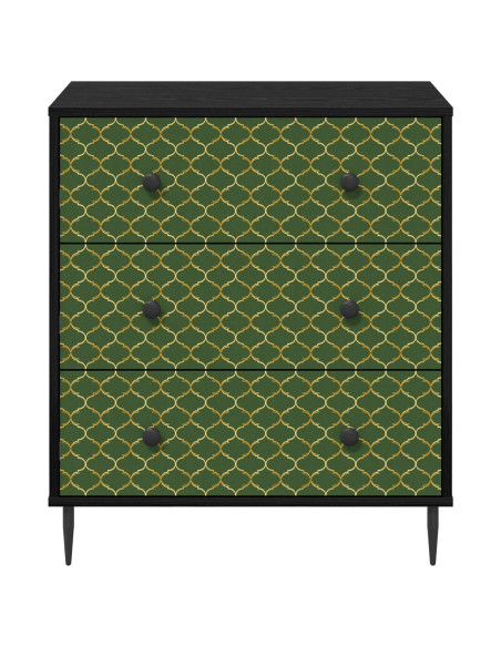 Cassettiera GELEEN Stampa geometrica smeraldo 66 x 36,5 x 76 cm