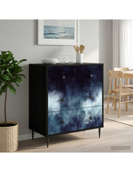 Cassettiera RAALTE Stampa in marmo blu 66 x 36,5 x 76 cm