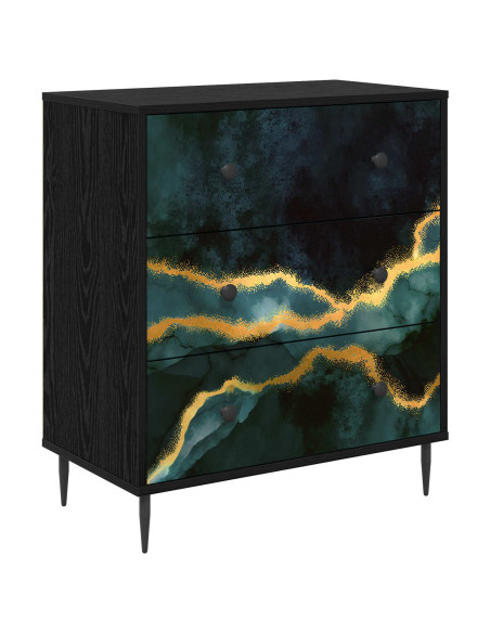 Cassettiera WIJHE Stampa in marmo turchese 66 x 36,5 x 76 cm
