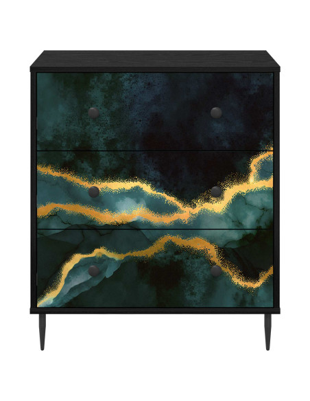 Cassettiera WIJHE Stampa in marmo turchese 66 x 36,5 x 76 cm