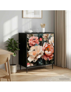Cassettiera BORNE Stampa di peonia chiara 66 x 36,5 x 76 cm