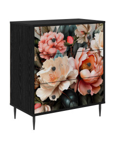 Cassettiera BORNE Stampa di peonia chiara 66 x 36,5 x 76 cm 2