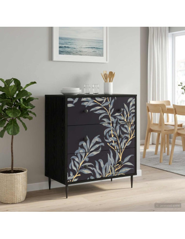 Cassettiera DOKKUM Stampa blu di felce 66 x 36,5 x 76 cm