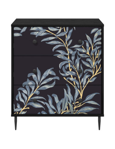 Cassettiera DOKKUM Stampa blu di felce 66 x 36,5 x 76 cm