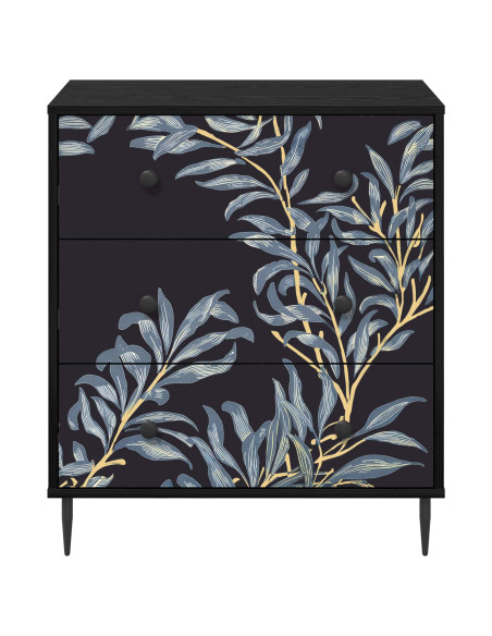 Cassettiera DOKKUM Stampa blu di felce 66 x 36,5 x 76 cm
