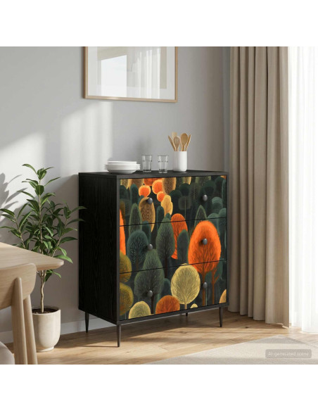 Cassettiera ZAANDAM Stampa boschiva 66 x 36,5 x 76 cm