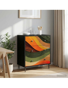 Cassettiera BONN Stampa retro wave 66 x 36,5 x 76 cm