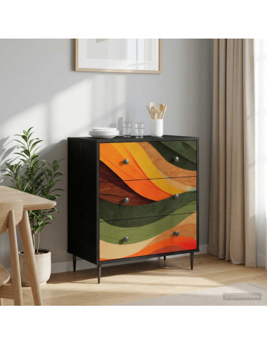 Cassettiera BONN Stampa retro wave 66 x 36,5 x 76 cm