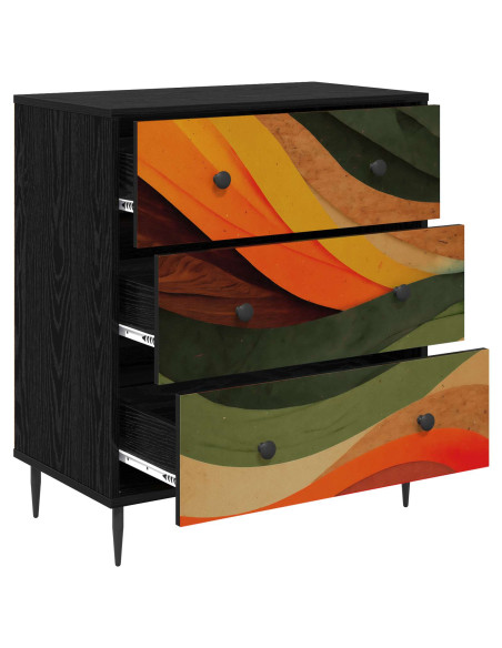 Cassettiera BONN Stampa retro wave 66 x 36,5 x 76 cm