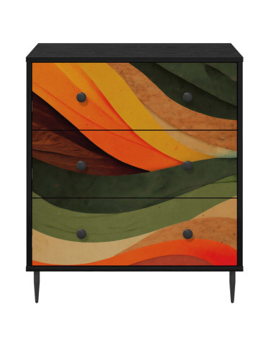 Cassettiera BONN Stampa retro wave 66 x 36,5 x 76 cm