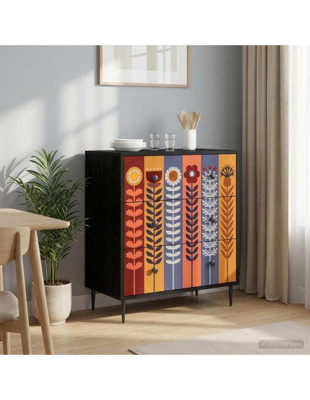 Cassettiera ESSEN Stampa di girasoli 66 x 36,5 x 76 cm