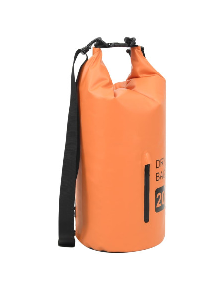 Borsa Impermeabile con Cerniera Arancione 20 L in PVC