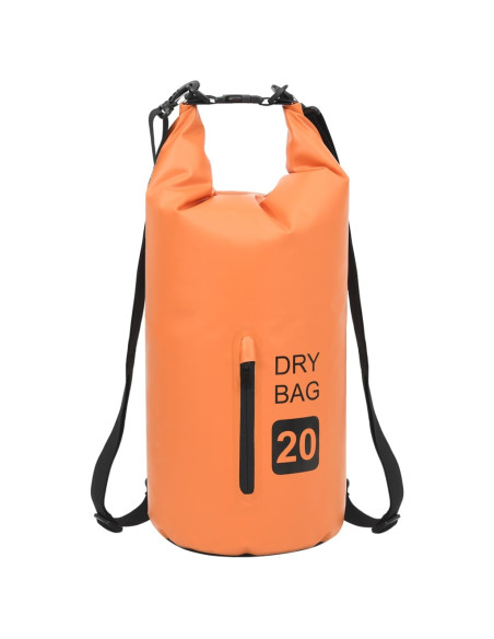 Borsa Impermeabile con Cerniera Arancione 20 L in PVC