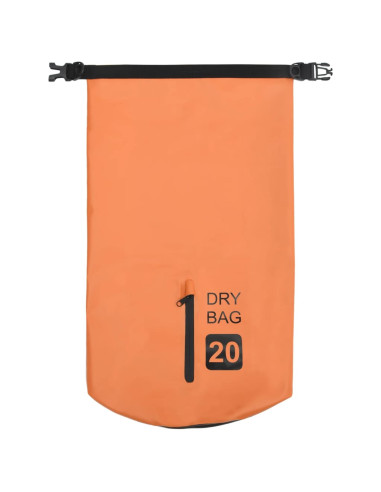 Borsa Impermeabile con Cerniera Arancione 20 L in PVC