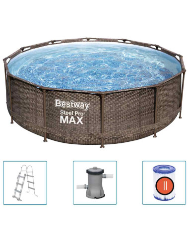 Bestway Set Piscina Rotonda Steel Pro MAX Deluxe Series 366x100 cm