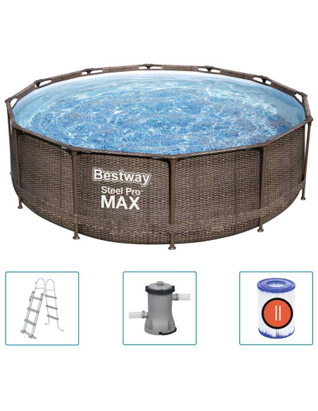 Bestway Set Piscina Rotonda Steel Pro MAX Deluxe Series 366x100 cm