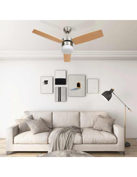 Ventilatore Soffitto Luce e Telecomando 108cm Marrone Chiaro