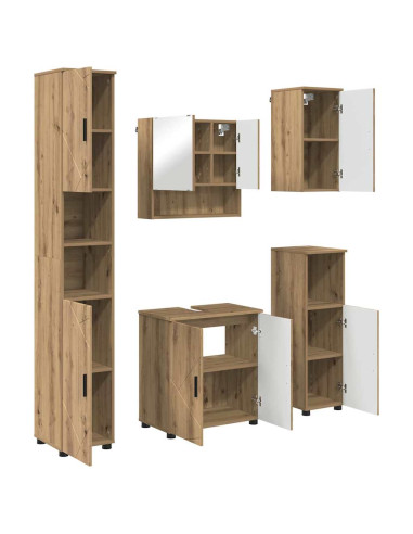 Set di mobili per il bagno 5 pz Rovere artigianale