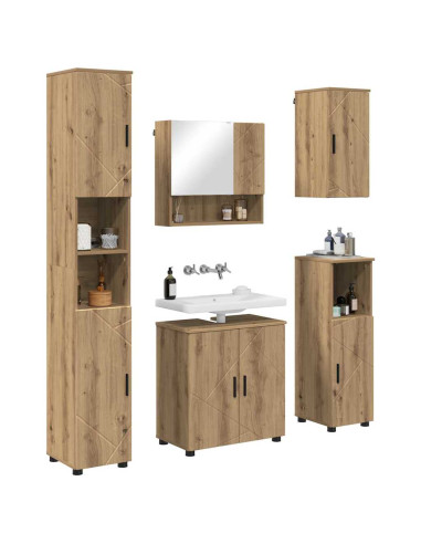 Set di mobili per il bagno 5 pz Rovere artigianale