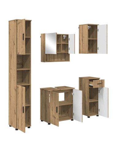 Set di mobili per il bagno 5 pz Rovere artigianale