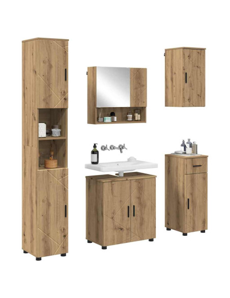 Set di mobili per il bagno 5 pz Rovere artigianale
