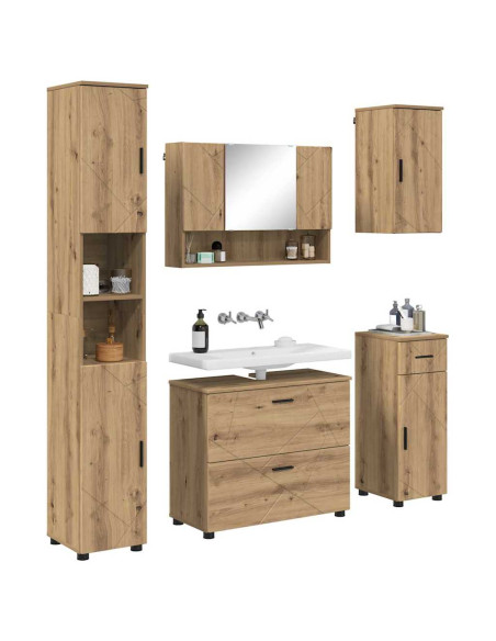 Set di mobili per il bagno 5 pz Rovere artigianale