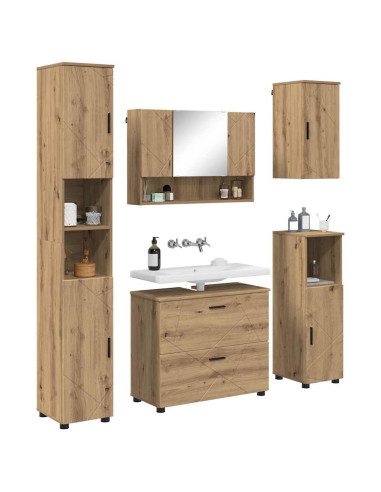 Set di mobili per il bagno 5 pz Rovere artigianale