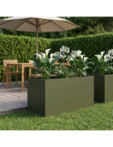 Vaso da giardino Verde Oliva 80 x 50 x 50 cm
