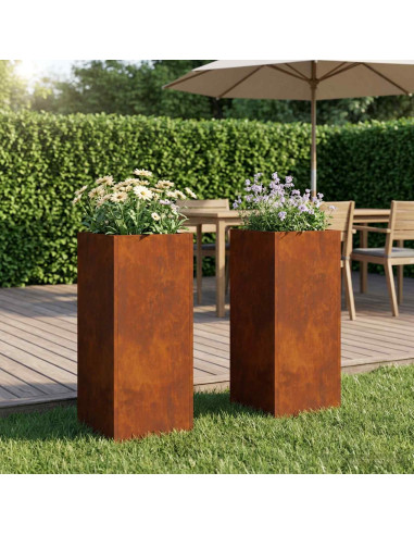 Vaso da giardino 2 pz Ruggine 20 x 20 x 50 cm Acciaio Corten