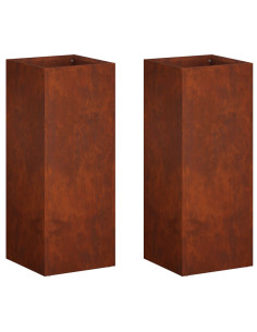 Vaso da giardino 2 pz Ruggine 20 x 20 x 50 cm Acciaio Corten 2