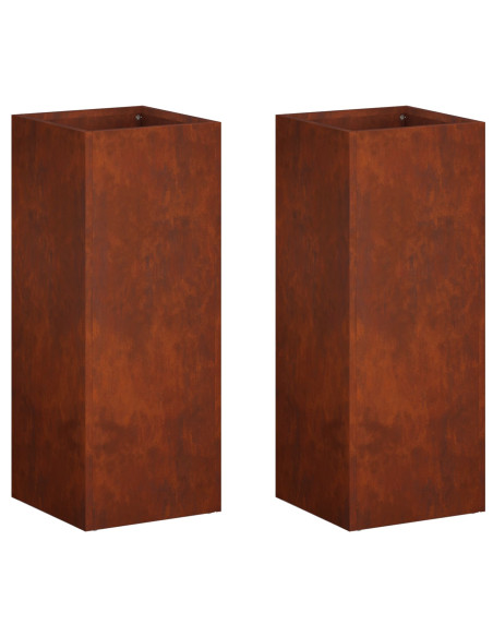 Vaso da giardino 2 pz Ruggine 20 x 20 x 50 cm Acciaio Corten