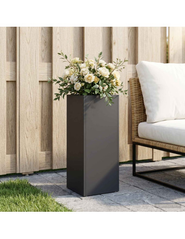 Vaso da giardino Nero 20 x 20 x 40 cm Acciaio laminato a freddo